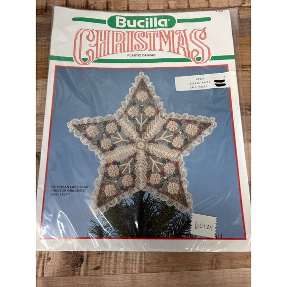 Bucilla Christmas Victorian Lace Star Tree Topper Plastic Canvas Kit #61094 - Picture 1 of 1